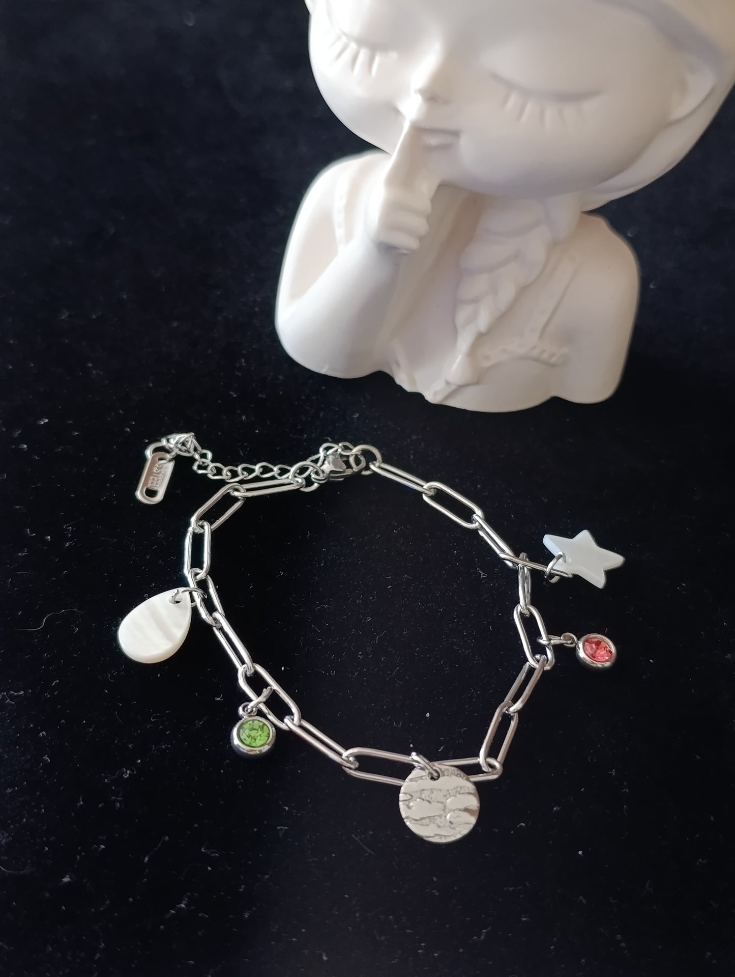 Bracelet argent perles et nacre