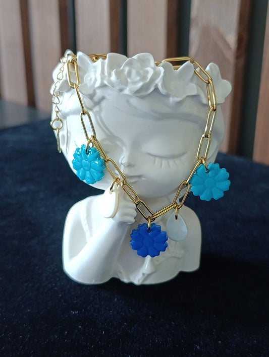 Bracelet pampilles bleues