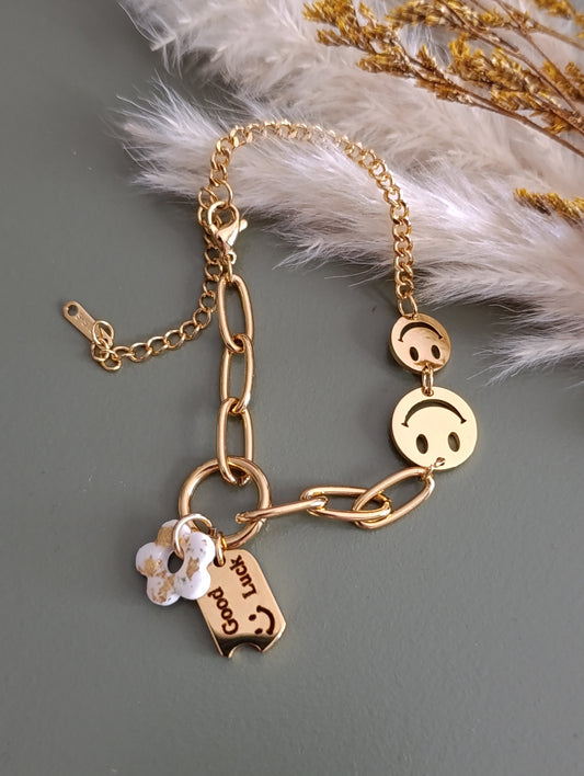 Bracelet smiley et mini pampille